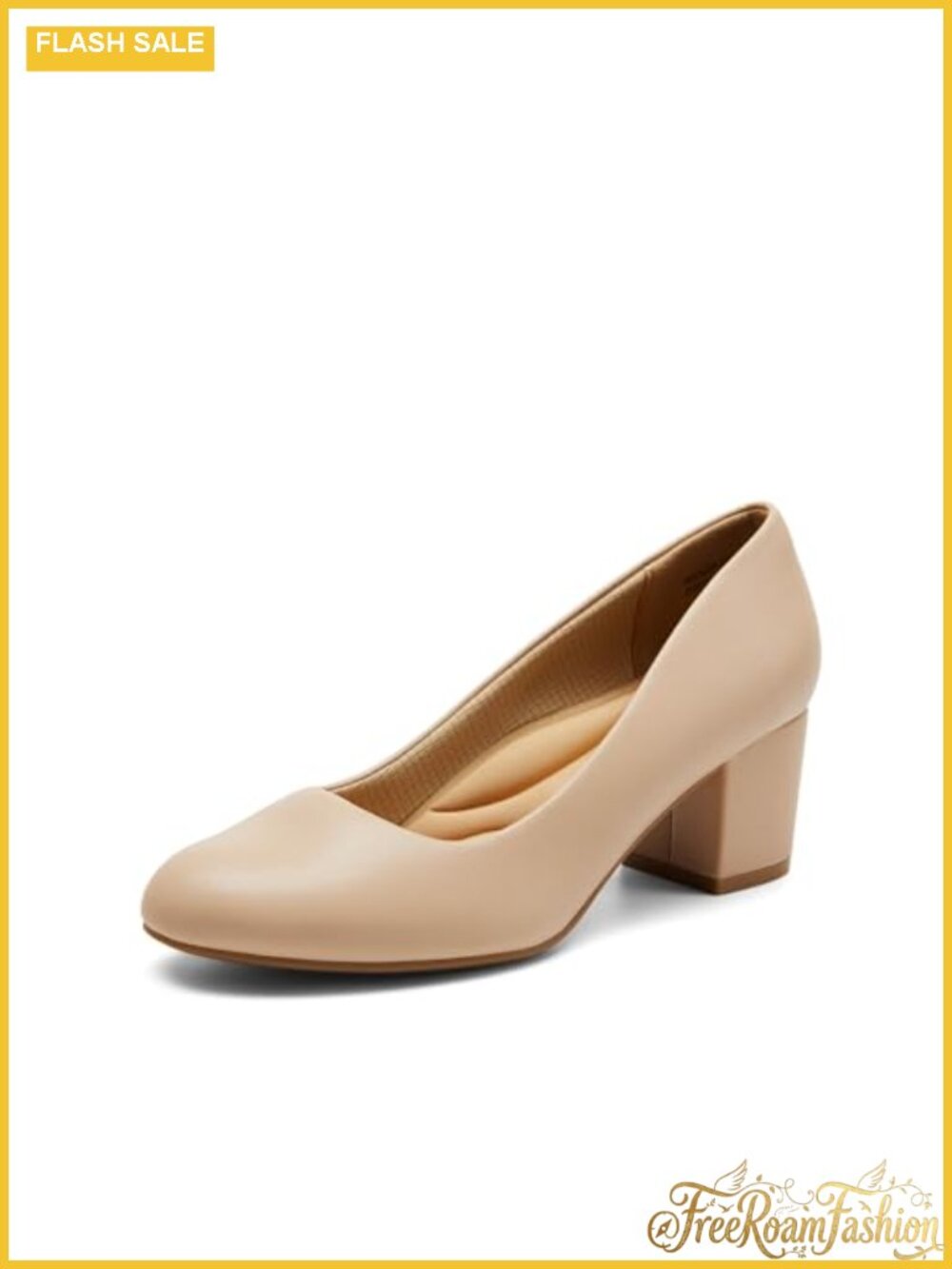 Women's Block Heel Pumps Square Toe Vegan Leather Dress Shoes